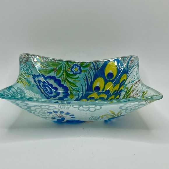 Peacock Design Decorative Glass Plate - Picture 4 of 9